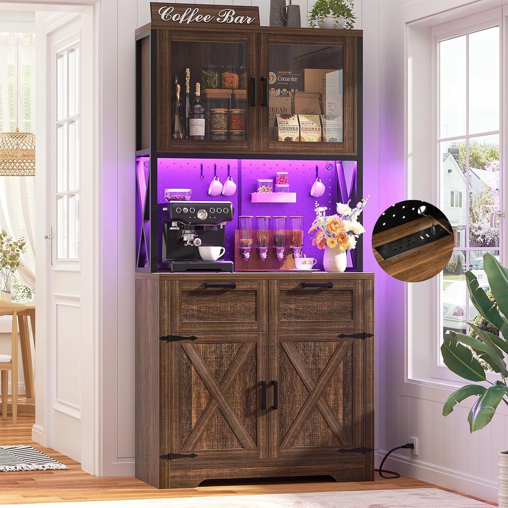 Storage & Organization - 71인치 LED 조명 및 콘센트가 있는