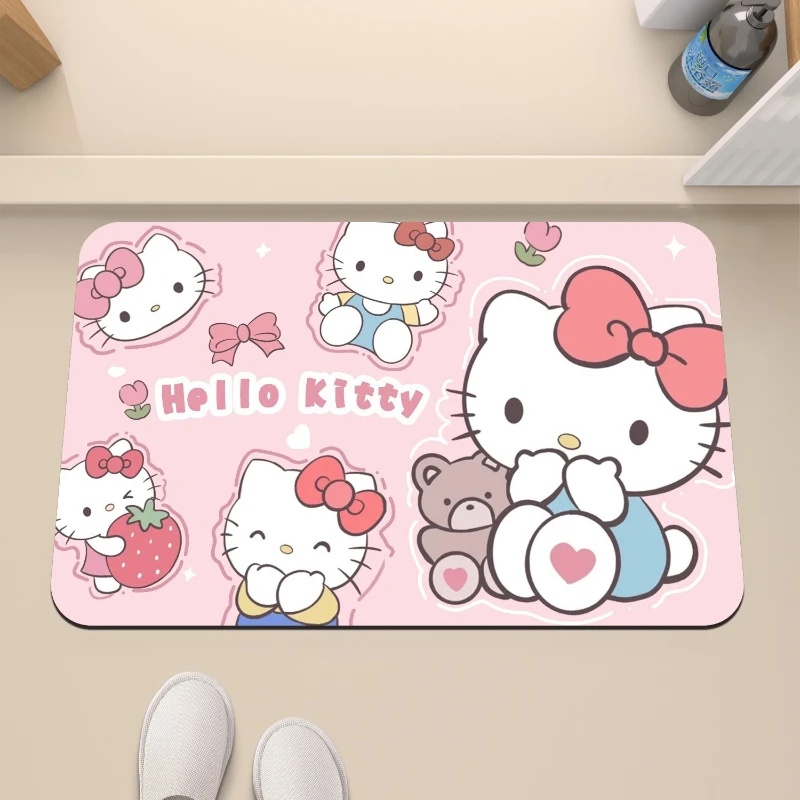 헬로키티 딸기 & 곰 모양 규조토 욕실매트, 초흡수 속 - Quick Dry Diatomite Bath Mat 리뷰 및 가격