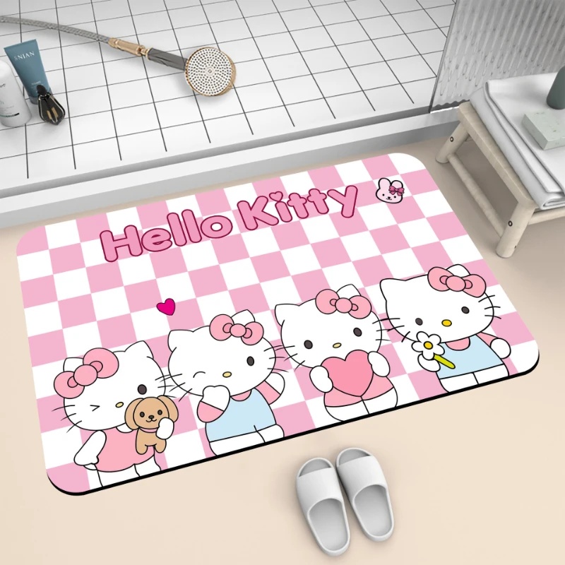 헬로키티 딸기 & 곰 모양 규조토 욕실매트, 초흡수 속 - Quick Dry Diatomite Bath Mat 리뷰 및 가격